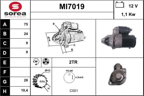 Sera MI7019 - Стартер autospares.lv