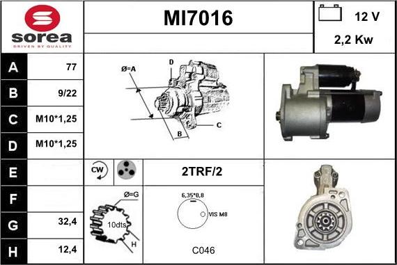 Sera MI7016 - Стартер autospares.lv