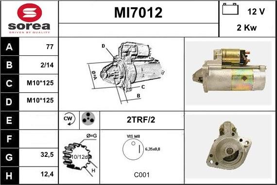 Sera MI7012 - Стартер autospares.lv