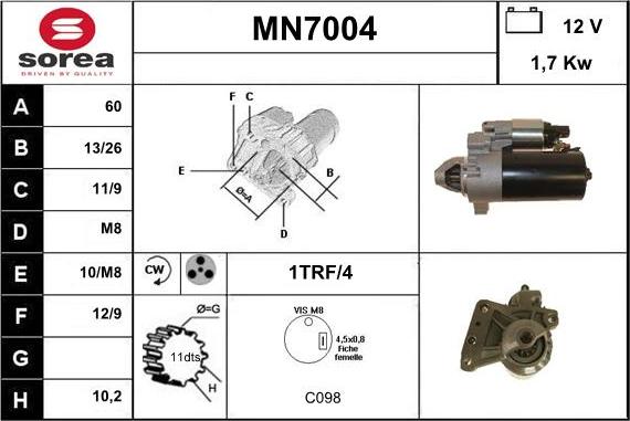 Sera MN7004 - Стартер autospares.lv