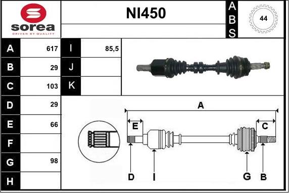 Sera NI450 - Приводной вал autospares.lv