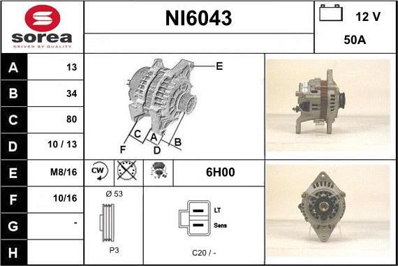 Sera NI6043 - Генератор autospares.lv