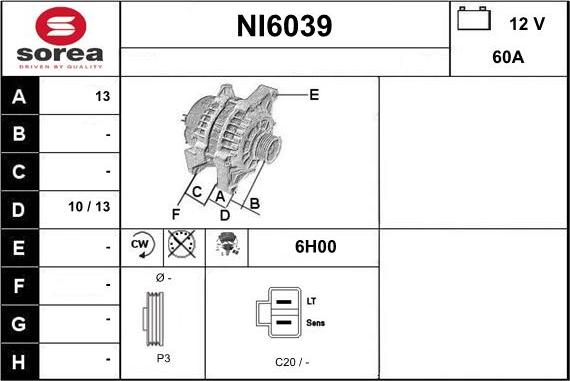 Sera NI6039 - Генератор autospares.lv