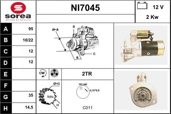 Sera NI7045 - Стартер autospares.lv