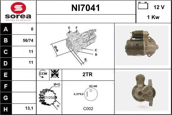 Sera NI7041 - Стартер autospares.lv