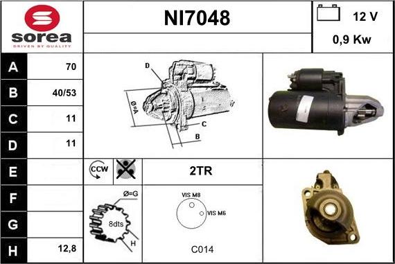 Sera NI7048 - Стартер autospares.lv