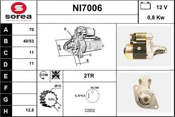 Sera NI7006 - Стартер autospares.lv