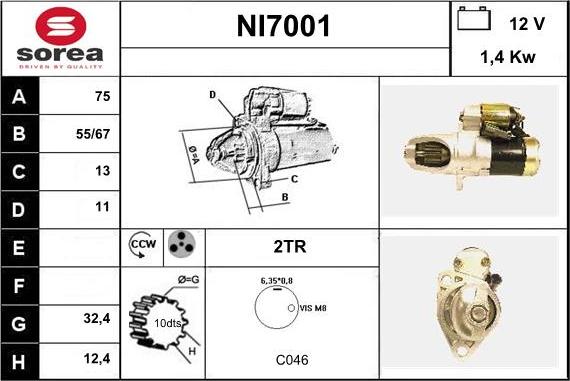 Sera NI7001 - Стартер autospares.lv