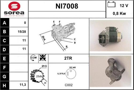 Sera NI7008 - Стартер autospares.lv