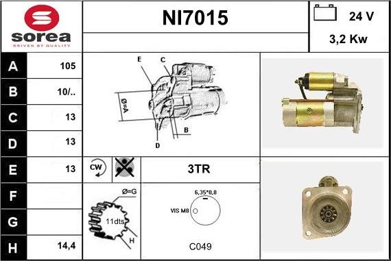 Sera NI7015 - Стартер autospares.lv