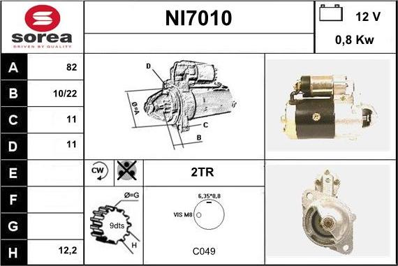 Sera NI7010 - Стартер autospares.lv