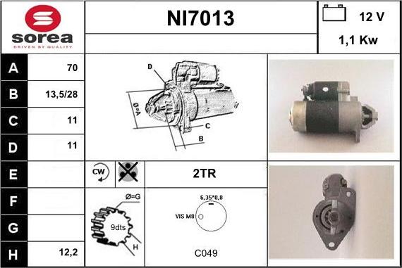 Sera NI7013 - Стартер autospares.lv