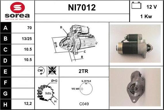 Sera NI7012 - Стартер autospares.lv