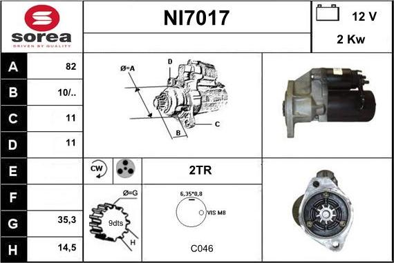 Sera NI7017 - Стартер autospares.lv