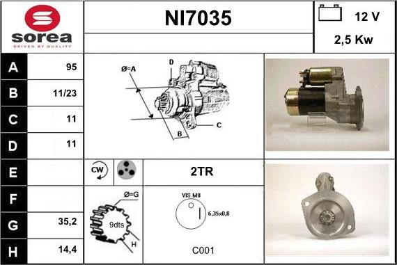 Sera NI7035 - Стартер autospares.lv