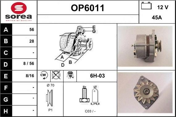 Sera OP6011 - Генератор autospares.lv