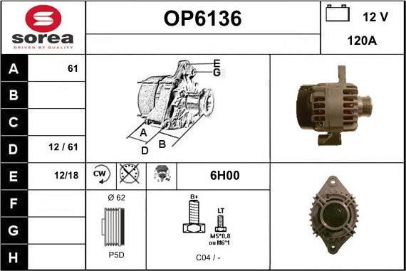 Sera OP6136 - Генератор autospares.lv