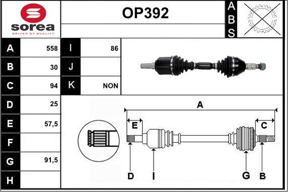 Sera OP392 - Приводной вал autospares.lv