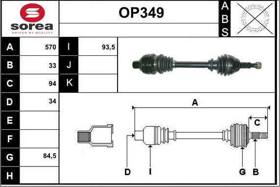 Sera OP349 - Приводной вал autospares.lv