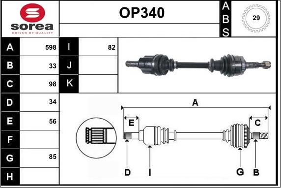 Sera OP340 - Приводной вал autospares.lv