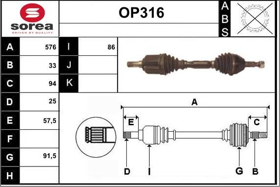 Sera OP316 - Приводной вал autospares.lv