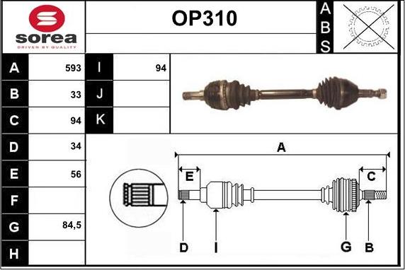 Sera OP310 - Приводной вал autospares.lv