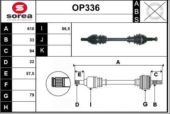 Sera OP336 - Приводной вал autospares.lv