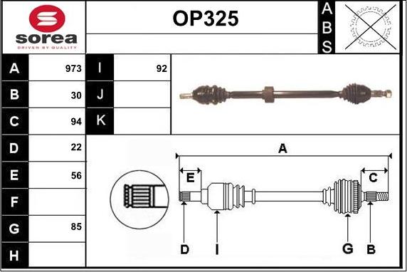 Sera OP325 - Приводной вал autospares.lv