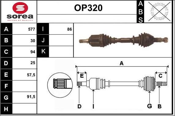 Sera OP320 - Приводной вал autospares.lv