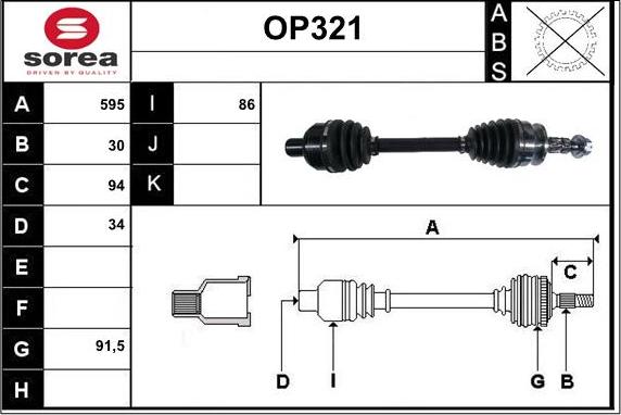 Sera OP321 - Приводной вал autospares.lv