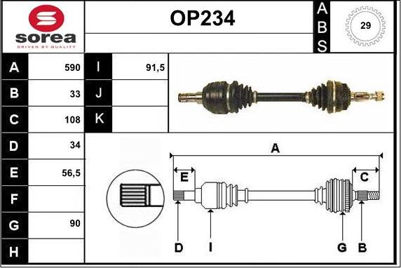 Sera OP234 - Приводной вал autospares.lv