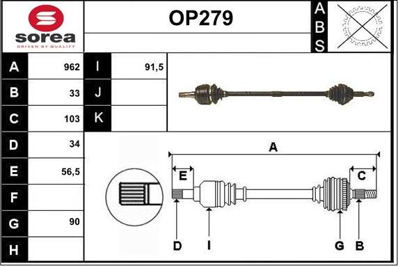 Sera OP279 - Приводной вал autospares.lv