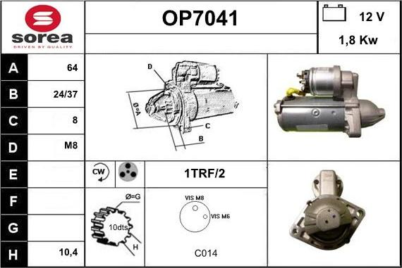 Sera OP7041 - Стартер autospares.lv