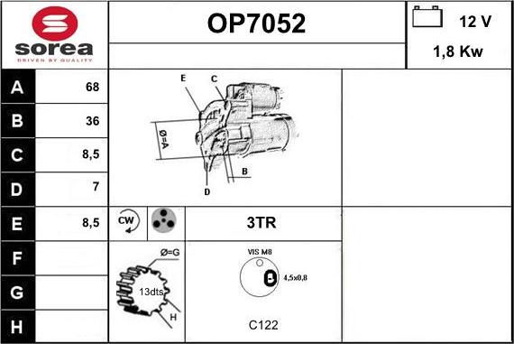 Sera OP7052 - Стартер autospares.lv