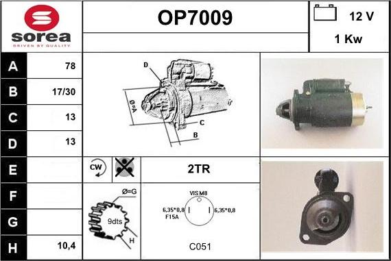 Sera OP7009 - Стартер autospares.lv