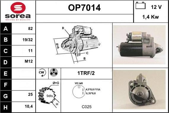 Sera OP7014 - Стартер autospares.lv