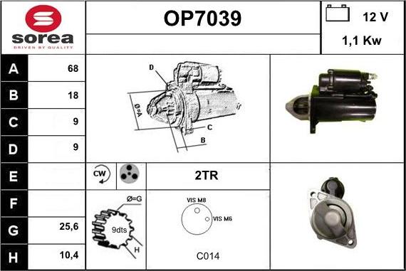 Sera OP7039 - Стартер autospares.lv