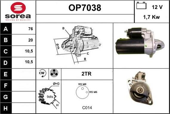 Sera OP7038 - Стартер autospares.lv