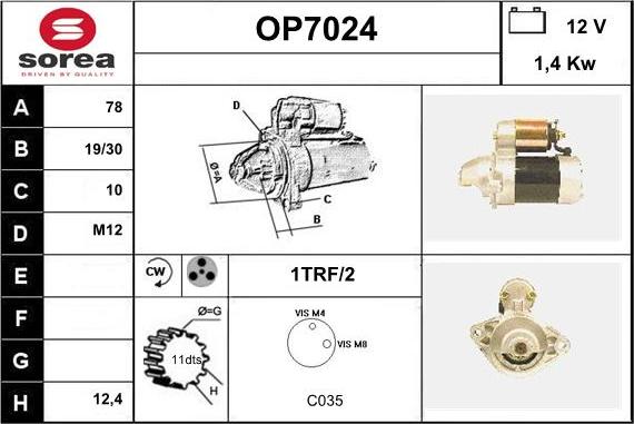 Sera OP7024 - Стартер autospares.lv