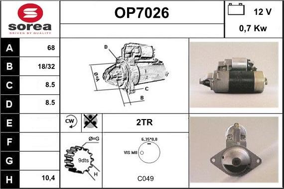 Sera OP7026 - Стартер autospares.lv