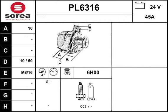 Sera PL6316 - Генератор autospares.lv