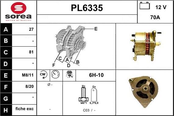 Sera PL6335 - Генератор autospares.lv