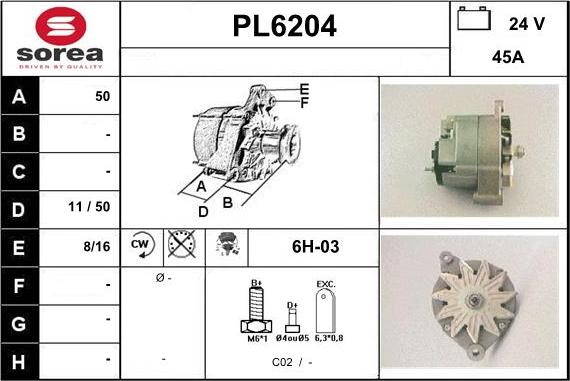 Sera PL6204 - Генератор autospares.lv