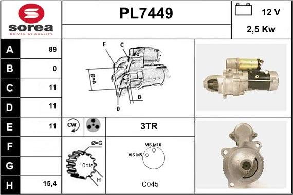 Sera PL7449 - Стартер autospares.lv