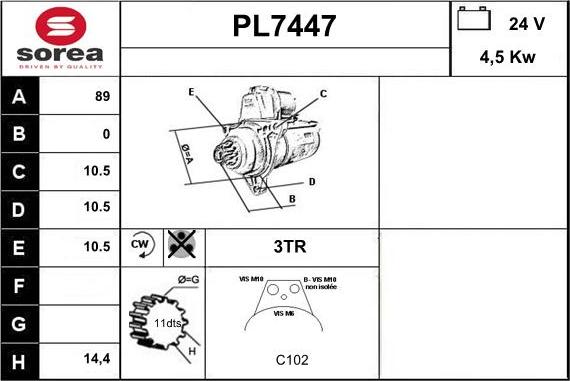 Sera PL7447 - Стартер autospares.lv