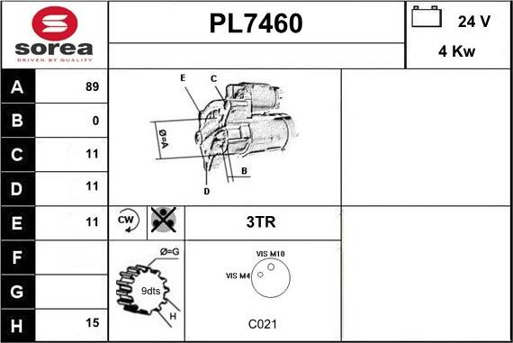 Sera PL7460 - Стартер autospares.lv