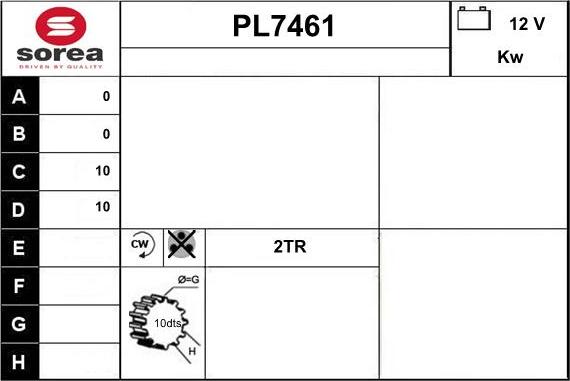 Sera PL7461 - Стартер autospares.lv