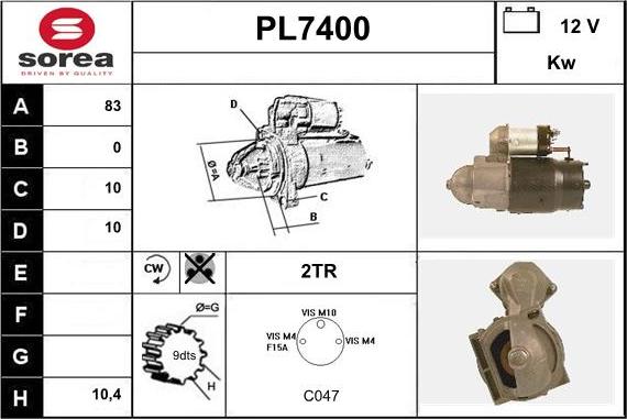 Sera PL7400 - Стартер autospares.lv