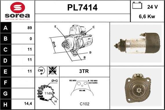 Sera PL7414 - Стартер autospares.lv