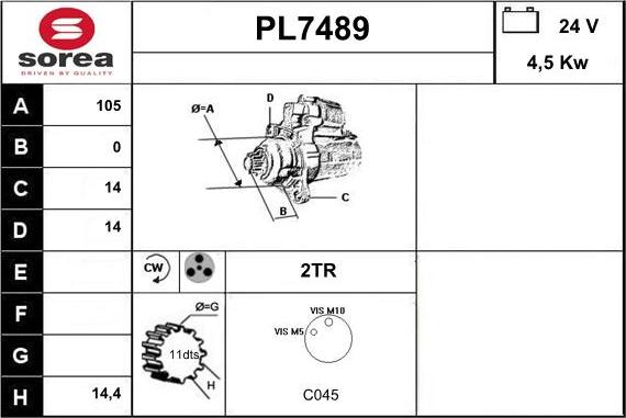 Sera PL7489 - Стартер autospares.lv